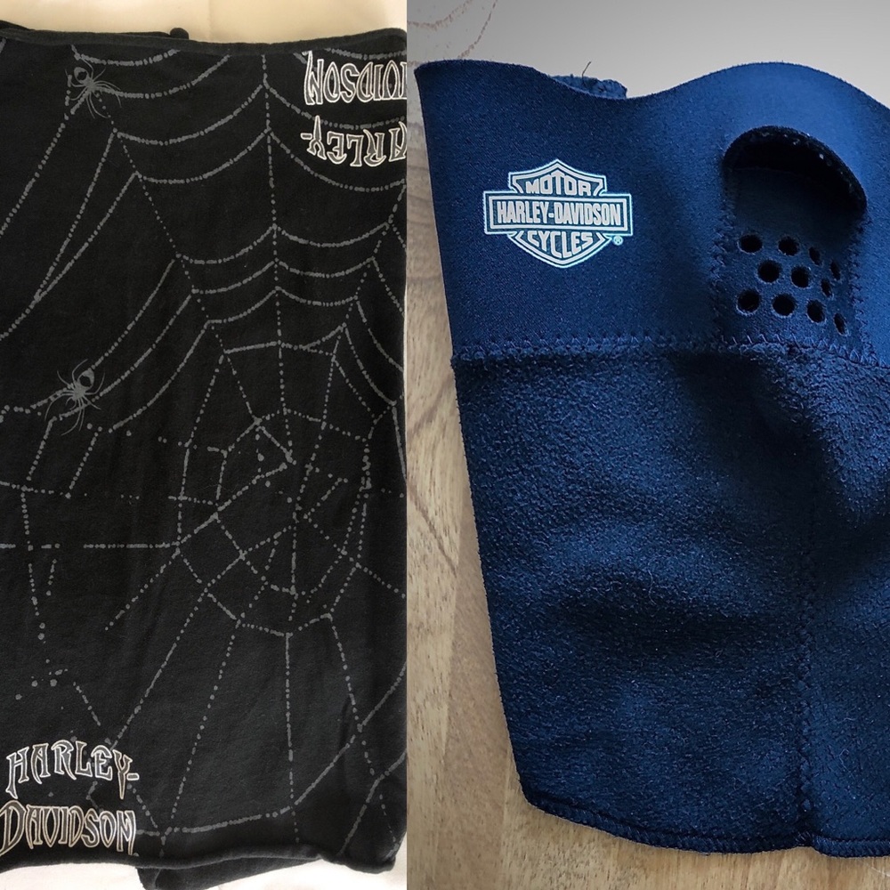 2 black Harley Davidson face mask/neck warmers